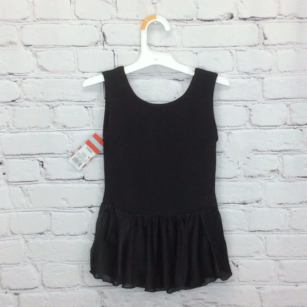 Cat & Jack Girls Tank Leotard Black Ballet Dance Gymnastics Bodysuit Sz S (6/6x)